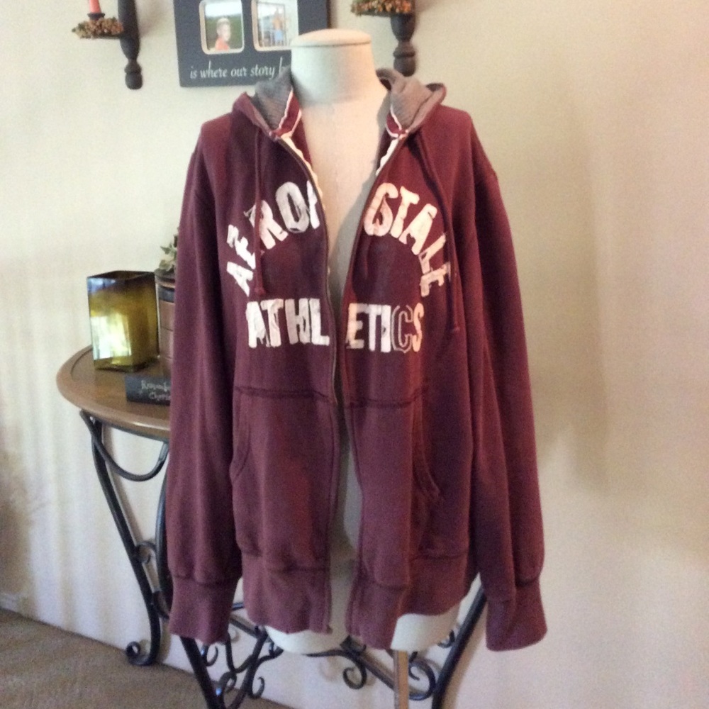 Maroon & Gray Aeropostale Thermal Hooded Jacket
